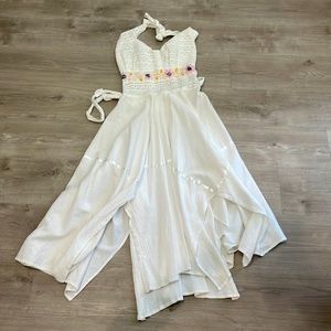 White halter top dress